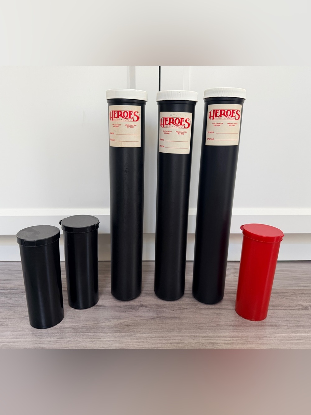 Lot of 6 EMPTY Vintage Plastic Collector Storage Tubes Cases  - Pogs - Milk Caps